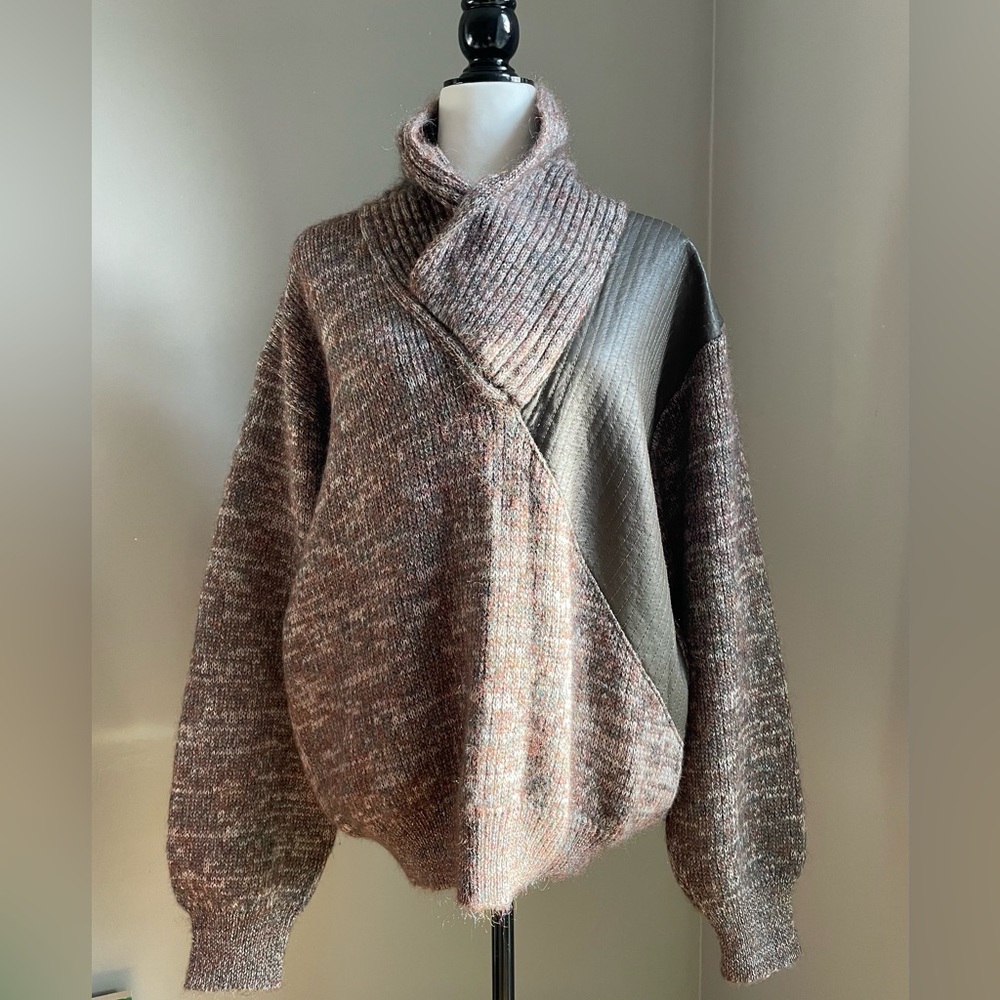 Vintage Multitone Brown & Gray Cowl Neck Sweater